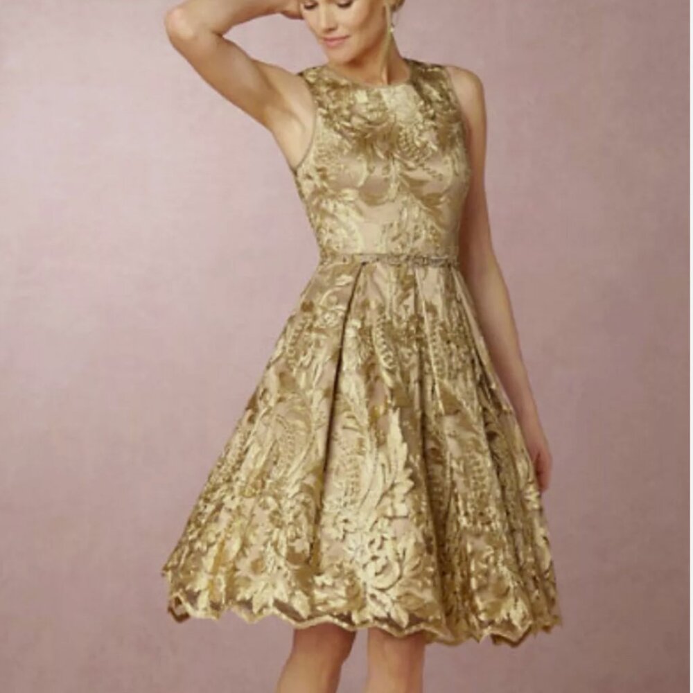 BHLDN / Anthro Eliza J Rosa Gold dress - great for a bridesmaid!